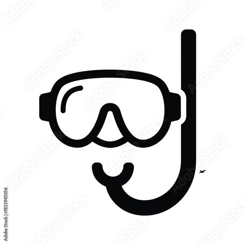 Snorkel and diving mask isolated on, summer vacation equipment