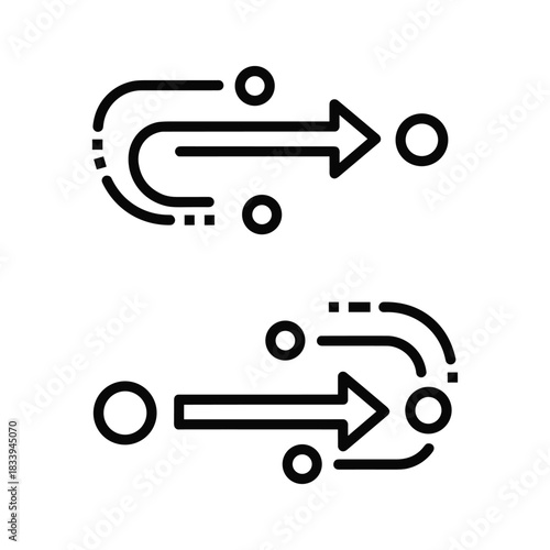Two arrows moving in opposite directions isolated on