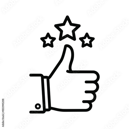 Thumbs up with stars isolated on, a symbol of good rating