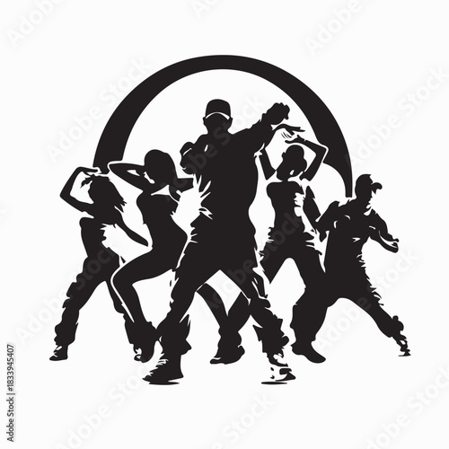 Breakdancer Teen Group Silhouette Vector Isolated on White Background