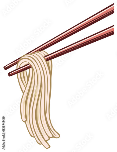 Chopsticks holding delicious noodles Asian cuisine vector illustration