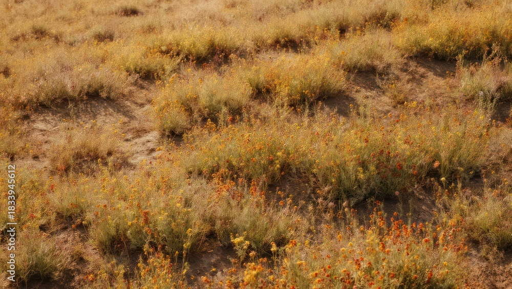 Fototapeta premium Dry Grass Field Under Sunlight - A Natural Landscape.