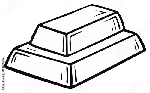 Black and white cartoon illustration of two stacked precious metal bars