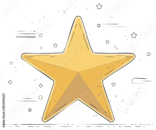 Cartoon star illustration with additional stars, doodles and lines