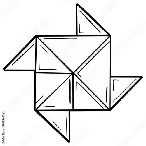 Abstract geometric shape origami style drawing with sharp angles and clean lines