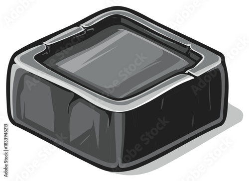 Vector illustration of a clean empty black square ashtray for cigarettes and ash