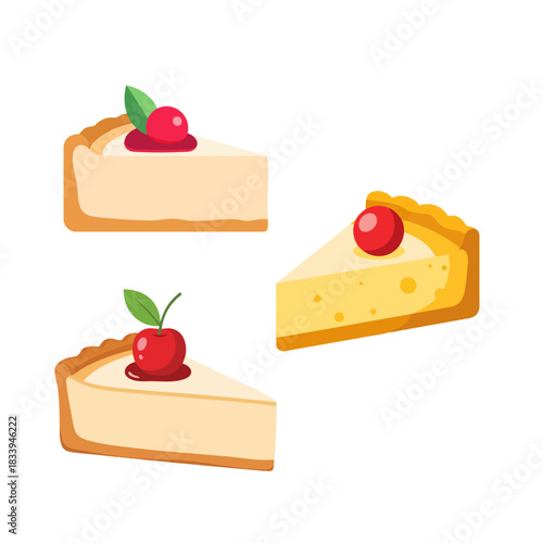 Cheesecake Slice Illustration in Minimal Flat Vector Style