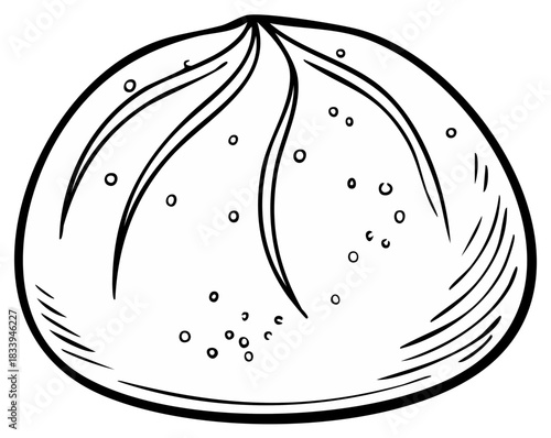 Dango Dessert Drawing Isolated, Japanese Mochi Dumpling with Lines, Food Icon