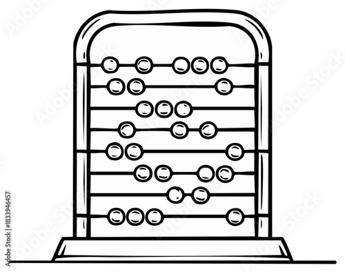Hand-drawn illustration of a traditional abacus for counting and mathematics