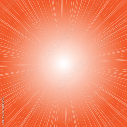 Orange radial burst background abstract vector illustration with light rays emanating from the center perfect for graphic design and vibrant visual effects EPS vector