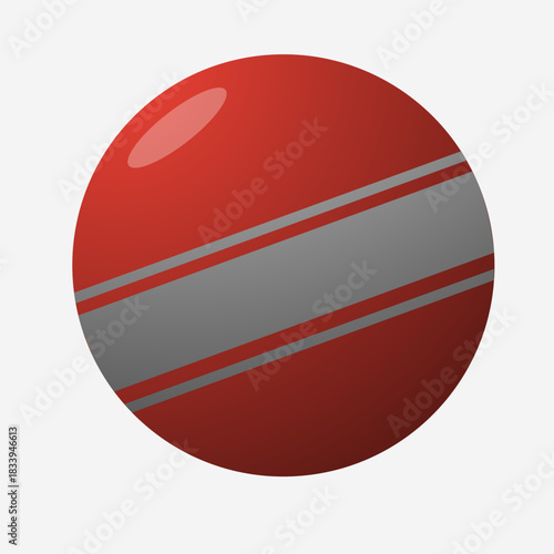 Free Download a glossy, three-dimensional sphere, predominantly red, features a wide diagonal gray band across its center, flanked by thin parallel gray lines - GFXLoad