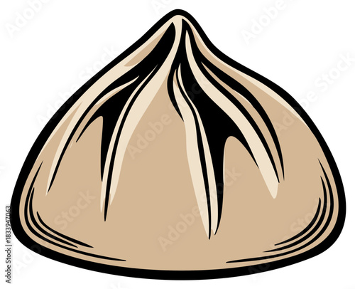 Stylized Dumpling Illustration Minimalist Asian Cuisine Food
