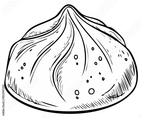 Delicious sweet meringue dessert pastry hand drawn line art illustration