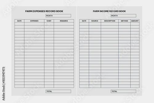 Farm Expenses and Income Record Book Template
