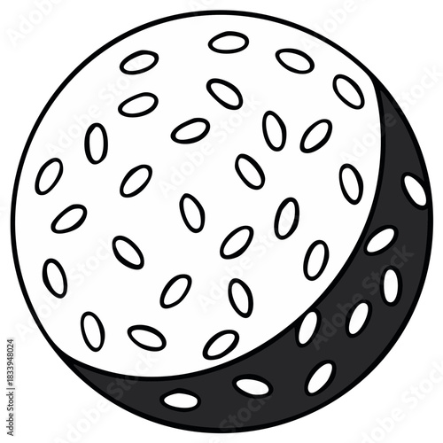 Illustration of a Golf Ball Showing Dimples and Shadows Isolated on White