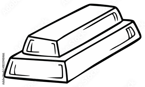 Stack of two gold bars, simple line art illustration