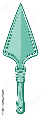 Ancient arrowhead with metallic green tint and stylized outline