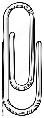 Hand drawn design of a paper clip in minimalist style for office and school supply concept