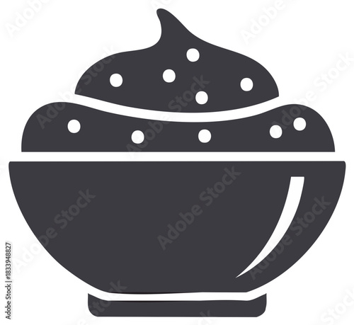 Stylized Icon of Whipped Cream in a Bowl with Dots
