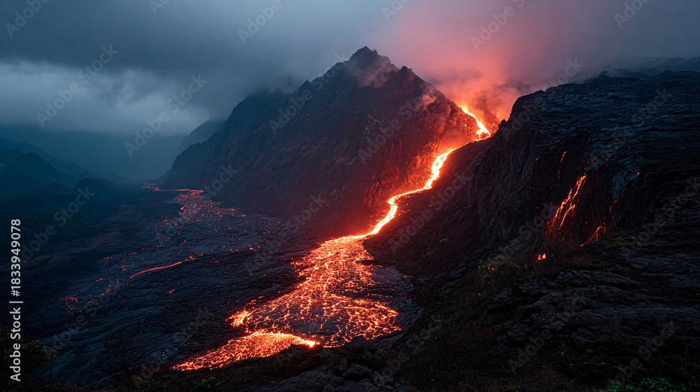 Fototapeta premium Coffee Cup by Campfire at Sunset Outdoor Nature Adventure Relaxation Scene
