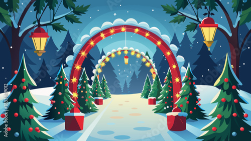 Christmas park entrance archway