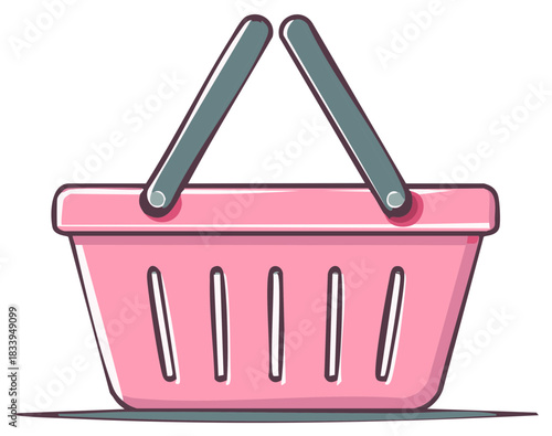 Pink shopping basket vector illustration for retail shopping and online commerce concepts