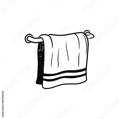 Hand-Drawn Outline Towel Hanging on Rail Icon