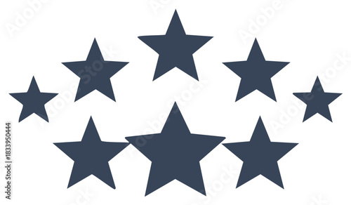 Stars in Dark Blue Flat Composition, Star Shapes, Geometric Design, Celebration, Award, Achievement