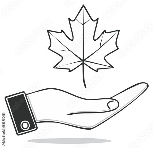 Hand Holding Maple Leaf Autumn Symbol Icon