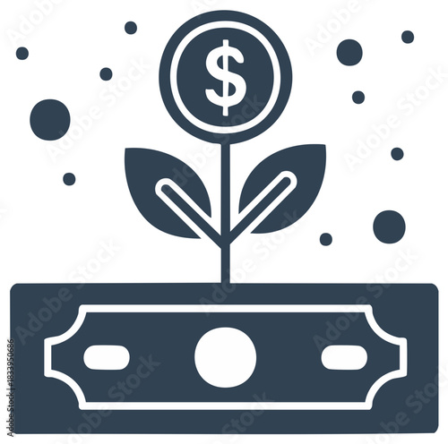 Money Plant Growing from Banknote Illustrating Financial Growth and Investment Returns