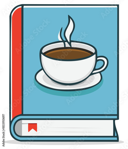 Book with Coffee Cup Illustration for Relaxing Reads or Learning Break Concept