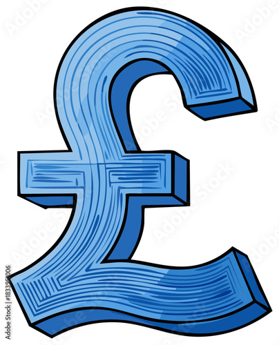Stylized 3D British Pound Sterling currency symbol illustration