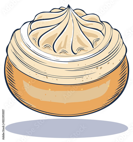 Illustration of a sweet cupcake with buttercream frosting
