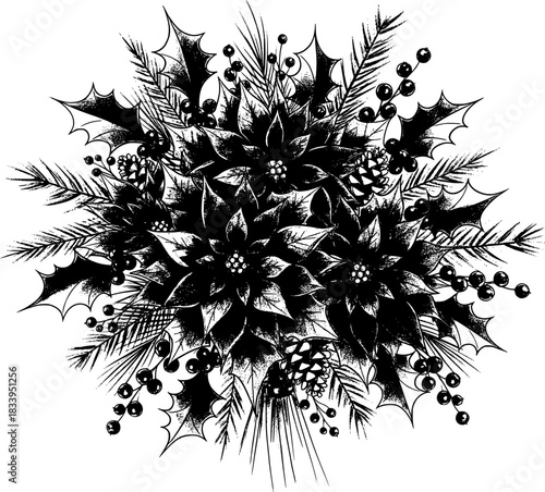 sketches of bouquets and winter flower arrangements