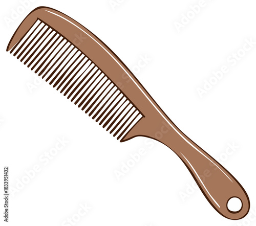 Simple brown hair comb illustration for personal beauty and grooming hygiene