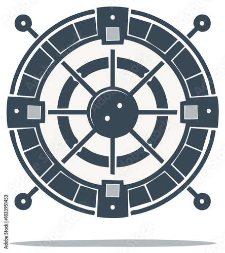 Sci fi circular mechanism icon futuristic space station helm or navigation device