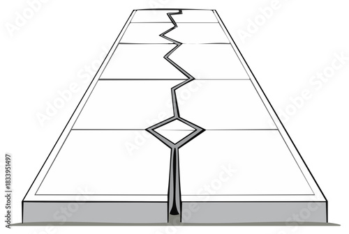 Abstract illustration of a cracked surface with perspective view