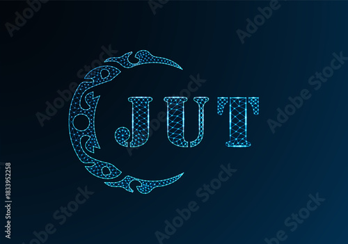 Low poly letter logo JUT design. JUT letter logo low poly vector design on blue color gradient background. JUT logo low poly design