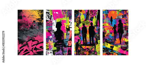 Abstract urban graffiti grunge texture background with spray paint and street art elements | punk design