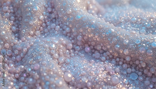 Stunning iridescent spheres shimmer on a textured dreamy surface