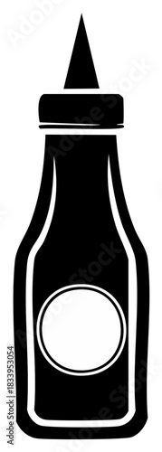 Stylized Sauce Bottle with Blank Label, Condiment Container Minimal Illustration