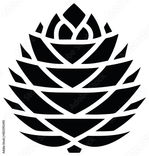 Abstract Geometric Pinecone Illustration Black and White Design Element