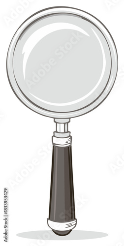 Retro Magnifying Glass with Dark Handle and Silver Rim