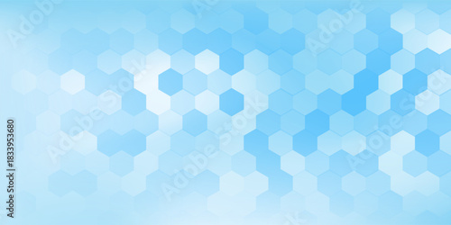 Abstract blue and white hexagon background. Futuristic digital hi-technology banner. Healthcare background. Vector