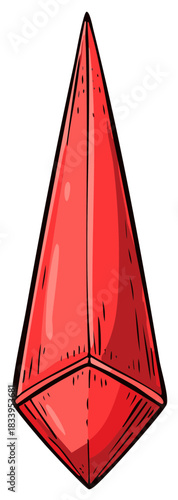 Striking abstract red gemstone with sharp facets and polished surfaces