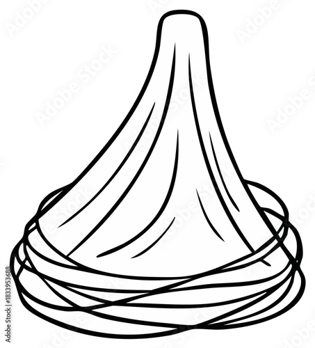 Abstract illustration of a draped cloth element, design concept in black and white.