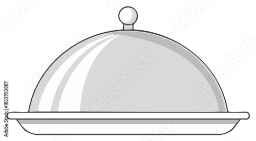 Domed Food Server Illustration, Silver Serving Dish with Cover