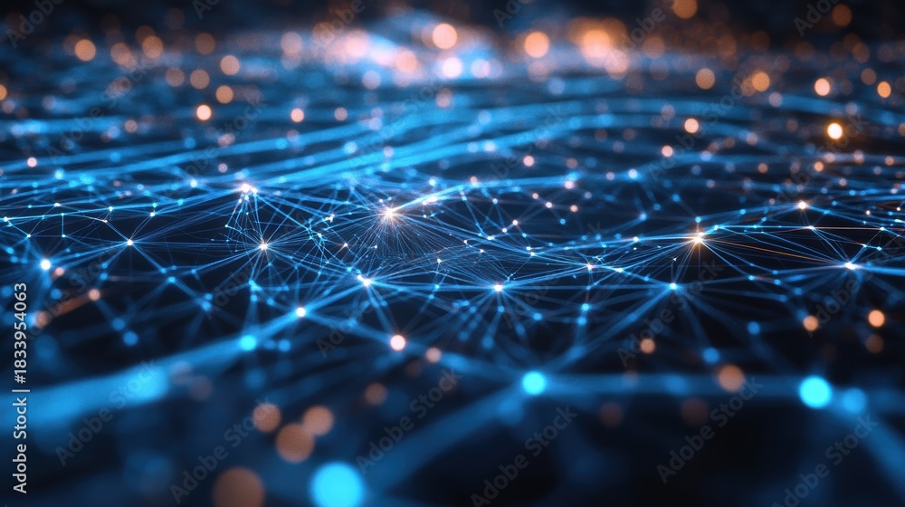 Fototapeta premium AI-generated Holographic Neural Network Forming Digital Image