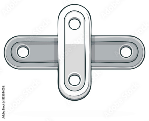 Gray Metal Joiner with Holes Joining Two Flat Metal Bars Connection Illustration