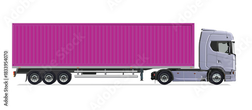 truck side view Vector white auto Cargo empty 3d grey big large blue box euro car new euro road work haul motor fast white send sending semi ship giga factory hybrid eco zero emission

